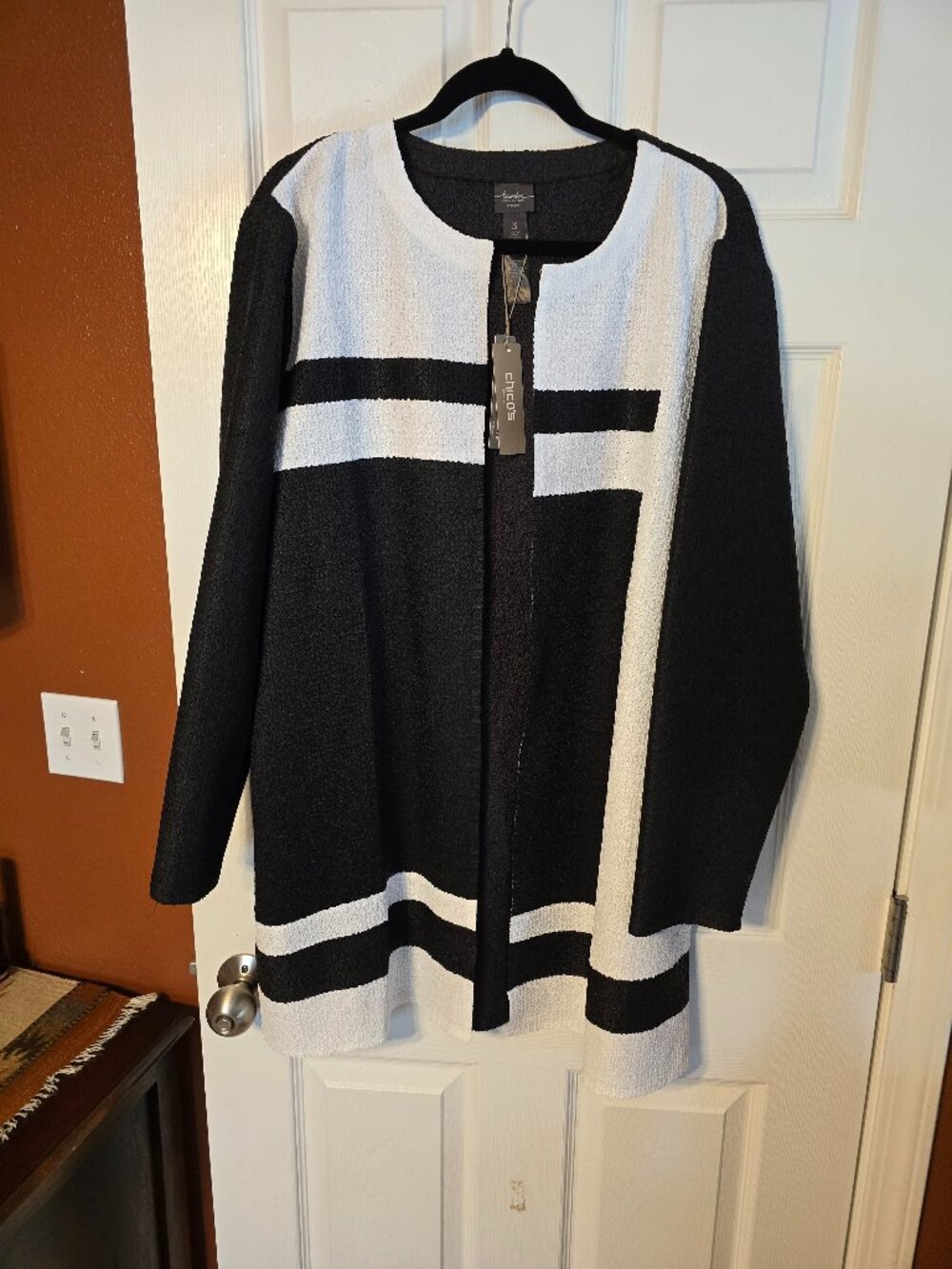 Chico's Black & White Color Block Crushed Jacket - NWT